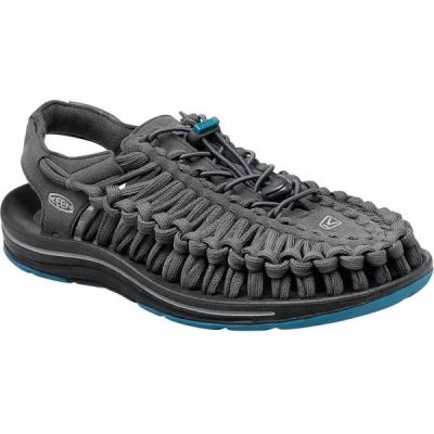 Sandalias Keen Uneek Flat Cord Hombre Gris Oscuro / Azules - Chile RTX406327